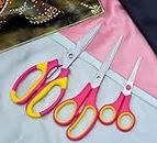 ASG Multipurpose Scissors Set Stainless Steel Scissors at Different Sizes for Household,Home & Kitchen, Office, Art & Craft, Sewing, Cloth Cutting Multicoloured 1 Set Scissors