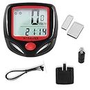 Strauss Bicycle Computer Odometer Speedometer | Waterproof LCD Display, Lightweight Multi-Function Cycling Accessory | Auto Sleep & Wake Up Mode, Speed Monitor | Easy Install & Read, (Red/Black)