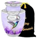Personalized Medallion Hummingbird Flowers Cremation Urns for Adult Ashes Male Female - 200lbs Burial Urns for Human Ashes - Handcrafted Funeral Decorative Urns for Ashes Adult Male with Velvet Bag