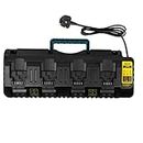 4 Ports Battery Charger Compatible with Dewalt, ASUNCELL 3.0A 12V 18V 20V MAX Li-ion Fast Charger with double 2.1A USB Ports, Battery Charger Replacement Compatible with Dewalt DCB Series Battery