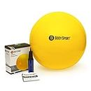 Body Sport Exercise Ball with Pump for Home, Gym, Balance, Stability, Pilates, Core Strength, Stretching, Yoga, Fitness Facilities, Desk Chairs – Yellow 65cm