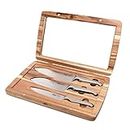 Furi Pro Acacia Knife Set 3 pc, beautiful acacia wood gift box with three premium knives for a superior cutting performance, stainless steel blades, ergonomic reverse-wedge, anti-fatigue handle