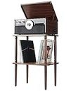 Record Player Stand Compatible for Victrola 8 in 1, Turntable Stand with Record Storage Holds 50 LPs, Mid-Century Modern Vinyl Record Table with Holder Shelf, End Table for Living Room Bedroom