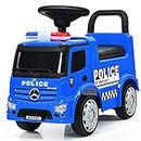 HONEY JOY Ride On Push Car, Licensed Mercedes Benz Push Cars for Toddlers w/Horn, Music, Lights, Under Seat Storage, Foot-to-Floor Ride On Fire Truck Toy for Kids Boys Girls 1-3, Blue