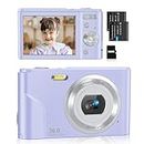 Digital Camera Compact Small Camera for Vlogging, FHD 1080P Digital Cameras for Kids Boys Girls, Purple