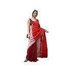 SHYAMALI BOUTIQUE Women's Cotton Mulmul Khadi Saree with Blouse Piece (Red)
