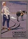 C. Wagner Munchen SPORTARTIKEL Sporting Goods Winter Horse SKI 16" X 24" Image Size Vintage DIO Record Pierrot PLAYINGPOSTER REPRO