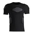 Topeter Men’s Protective Gear Chest Rib Shoulder Back Guards Sports Shock Rash Guard Compression Padded Shirt for Baseball Football Soccer Rugby Volleyball Bicycle US M/Lable L Black