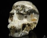 5.1" Green Moss Agate Hand Carved Crystal Skull, Super Realistic, Healing