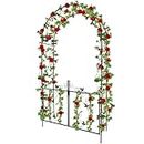Kalolary Garden Arch with Gate, Heavy Duty Metal Butterfly Garden Arbor for Climbing Plant Metal Raised Bed Rose Vines Climbing Support for Lawn Backyard Patio Outdoor Decoration (91"x45"x15")