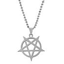 M Men Style Bikers Jewelry Gothic Star Of Devid Pentacolo Pentagram Silver Stainless Steel Pendant Necklace Chain For Men And Women LC0061