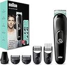 Braun MGK3321, 6-in-1 Beard Trimmer for Men from Gillette, All-in-One Tool, 5 attachments, Advanced German Engineering, Lifetime Sharp Blades, Waterproof, (Black / Vibrant Green)