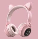 Cat Ear Headsets LED w/Mic Headphones For Kids and Adults Bluetooth Wireless