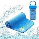 YQXCC Cooling Towels Ice Towel 120 x 30 cm Gym Microfibre Towel for Men or Women Ice Cold Towels for Yoga Gym Travel Camping Golf Football & Outdoor Sports (blue-1)