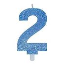 big-party Candeline Numerali Glitter Vari Colori h 15 cm (2, Blu)