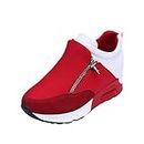 Sneakers Donne,Moda Scarpe Sportive con Piattaforma Spessa Bringbring, rosso, 36 EU