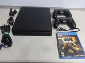 PS4 Slim 500GB CONSOLE BUNDLE - Black Plus 2 Controllers, COD GTA Games & Cords