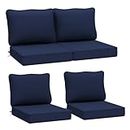 AAAAAcessories Outdoor Deep Seat Cushions for Patio Furniture, Waterproof Replacement Patio Chair Cushions Set of 4, 24 x 24 x 5 inch, Navy Blue