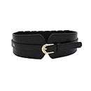 TOPPROSPER Women Wide Waist Elastic Belts with Metal Buckle Design Vintage Belts for Dress (Black)