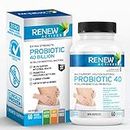 Renew Actives Double Strength Probiotic: High Potency Probiotic 40 Billion CFU - Probiotics for Men and Women for Digestive Health & Favourable Gut Flora - Daily Support for Both Men and Women. Probiotic 40 Supplement - 60 Capsules. No Fillers, Binders or Preservatives. Easy to Swallow Capsules.