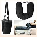 HshDUti Stuffable Travel Pillow Stuffable Neck Pillow for Travel Travel Neck Pillow Stuffable with Clothes, Neck Pillow Case Cover Only No Filler, Fits 3 Days Travel Essentials Black A