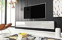 PIASKI Mobile TV LOWBOARD D 180 cm, supporto TV, mobile TV sospeso, bianco, calcestruzzo (senza illuminazione a LED)