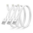 3Pack Apple MFi Certified iPhone Charger 1M,iPhone Lightning to USB A Cable 1 Meters,Fast Charging Cable Lead for iPhone 12 SE 2020 11 Xs Max XR X 8 Plus 7 Plus 6 Plus 5s SE iPad Pro (1M, White, 3)