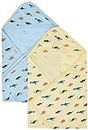 Amazon Brand - Solimo Cotton Hooded Baby Towel/Wrapper, Pack of 2 (66Cm X 61Cm), Assorted