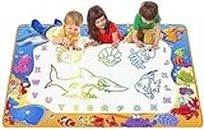 TEMSON Water Doodle Mat for Kids - Large Aqua Doodle Mats, Mess Free Water Drawing Mat with Neon Colors, Toddler Water Painting Board Educational Toy