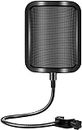 CLAPONE Metal Pop Filter: Microphone Windscreen for HyperX QuadCast, Blue Yeti, and Other Mics - Metal Mesh Layer, Pop Shield with Flexible 360° Gooseneck Clip Stabilization Arm