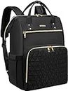 Laptop Backpack Women Men,17.3 Inches Wide Open Large USB Charging Port Nurse Backpack, Doctor Teacher College Travel Shoulder Purse Bag,Quilted Black