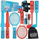 Orzly Switch Sports Pack Paquete de accesorios Nintendo Switch OLED Juegos deportivos, raquetas de tenis, palos de golf, espadas Chambara, correa para la pierna de fútbol, ​​empuñaduras Joycon y bolsa