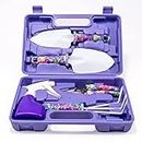 Gardenera 5-Piece Garden Tool Set with Purple Carrying Case: Unique Gardening Gifts for Women with Comfortable Handles & High-Quality Tools - Best for Home Gardening, Planting & Trimming