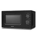 COMFEE' 700W 20L Black Microwave Oven With 5 Cooking Power Levels, Quick Defrost Function, And Kitchen Manual Timer - Compact Design CM-M202CC(BK)