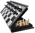 Brand Conquer Magnetic Educational Plastic Chess Board Set with Folding Chess Board 2 Players Travel Toys for Kids and Adults (10 Inch) (Black Chess Board)