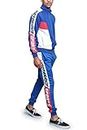 G-Style USA Men's Zipper Jacket Drawtsring Waistband Sweatpants Tracksuit Set, Sport Royal Blue, XX-Large