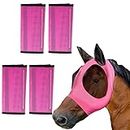 LovelyPaws 4 Pcs Mesh Fly Boots and Fly Masks for Horses, Breathable PVC Mesh Fly Boots Loose-Fitting & Anti-Slip Horse Fly Leggings, Greatly Reduce Stomping, Hoof Damage and Leg Fatigue (Pink, L)