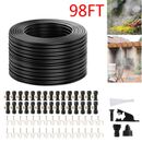 98Ft Misting Cooling System Patio Garden Mister Nozzle Irrigation Water Outdoor