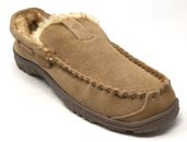 Clarks Hudson Bay II Men's Size 10 Tan Suede Leather Fur Lined Slippers JMH0674