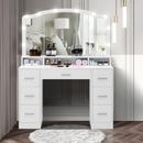 Vanity Desk with Large Lighted Mirror, 43.3" Makeup Vanity Table with 7 Drawers 