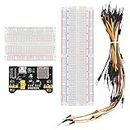 AOICRIE Breadboard Kit with Power Supply for Electronics, 830 Tie-Points Breadboard, 400 Tie-Points Breadboard, 65 Pcs M/M Bread Jumper Wires(12/16/20/25cm), Power Supply Module (5V/3V)