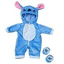 Suit+Shoes Dolls Outfit For 18 inch 43cm Baby Doll Cute Jumpers Rompers Doll Clothes (blue)