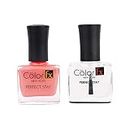 Color Fx Top Coat with Various Nail Polish Gel Like Finish, (Top Coat + Pink)