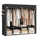 SONGMICS Portable Closet, Wardrobe Closet Organizer with Cover, 66.9 x 17.7 x 65.7 Inches, Black URYG094B02