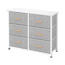 AZL1 Life Concept 6 Drawers, Fabric, Tower Dresser for Bedroom, Hallway, Nursery, Entryway, Closets, Sturdy Metal Frame, Wood Tabletop, Easy Pull Handle, Engineered, Light Grey