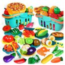 100 Pcs Play Food Set for Kids Kitchen, Pretend Food Toy for Toddlers Age 3+