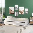 Oudiec Twin Size Daybed with Storage Drawers, Pine Wood Platform Bed Frame for Kids, Teens & Adults, No Box Spring Needed, Easy to Assemble, White