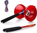 MAGICYOYO Diabolo Pro Triple Bearing, Chinese Yoyo Ball Toy Medium Size 5”, High Performance Red Yoyo Diabolo with Extra 2 Pair Carbon Sticks+1 Net Bag+2 Diabolo Strings, Ideal Gift for Kids Adults