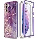 ESDOT for Samsung Galaxy S21 Case,Military Grade Passing 21ft Drop Test,Rugged Cover with Fashionable Designs for Women Girls,Shockproof Protective Phone Case for Galaxy S21 6.2" Glitter Purple Marble
