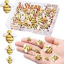 MIKIMIQI 55 Pcs Tiny Resin Bees Decor Bumble Bee Embellishment Resin Bees Craft Decorations with Storage Box for DIY Craft Wreath Scrapbooking Party Home Decor, 0.98 Inch, 0.74 Inch, 0.55 Inch